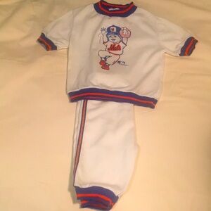 True vintage Mets Baseball matching toddler outfit